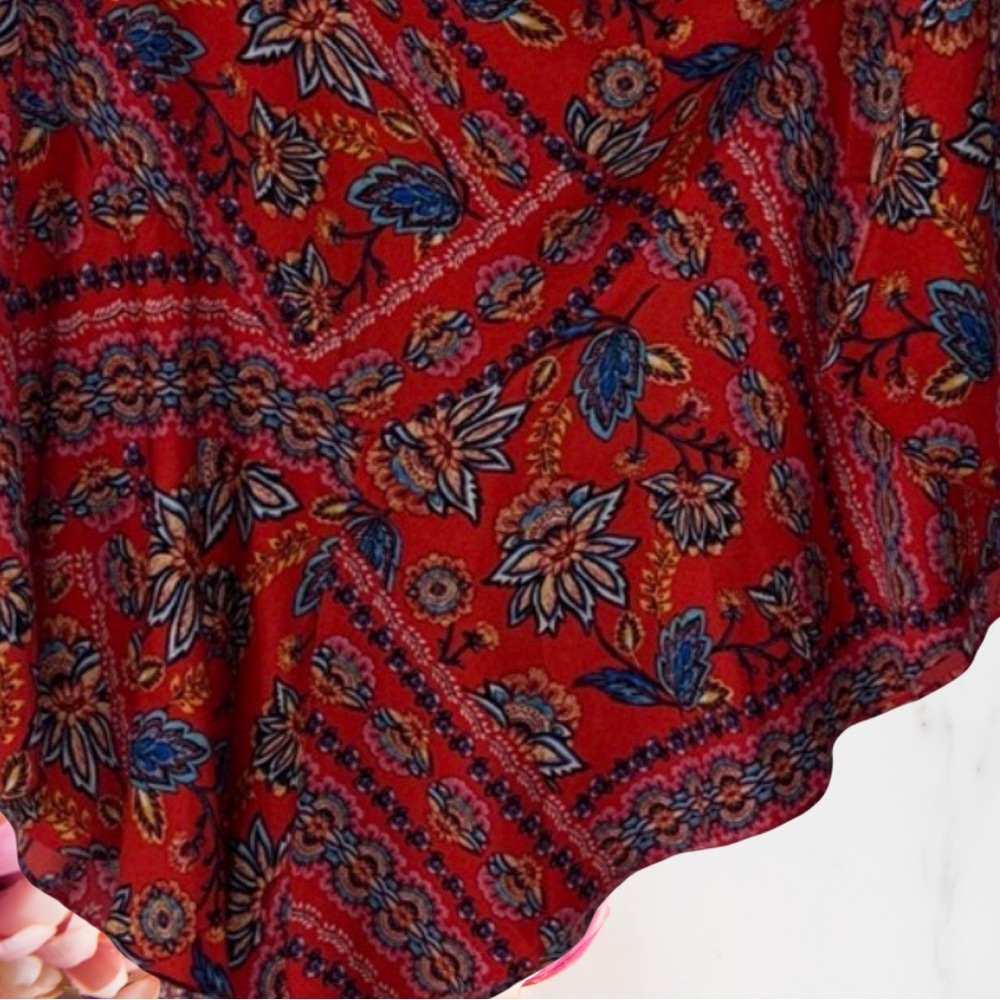 Laundry by Shelli Segal Skirt Gypsy Floral Flutter Hem Assymetrical  NWT Sz M - Picture 4 of 6
